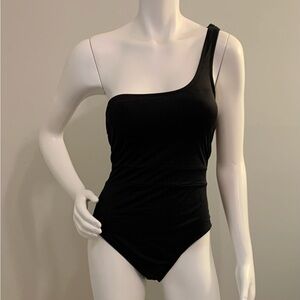 Elegant Black One-Shoulder Swim One Piece